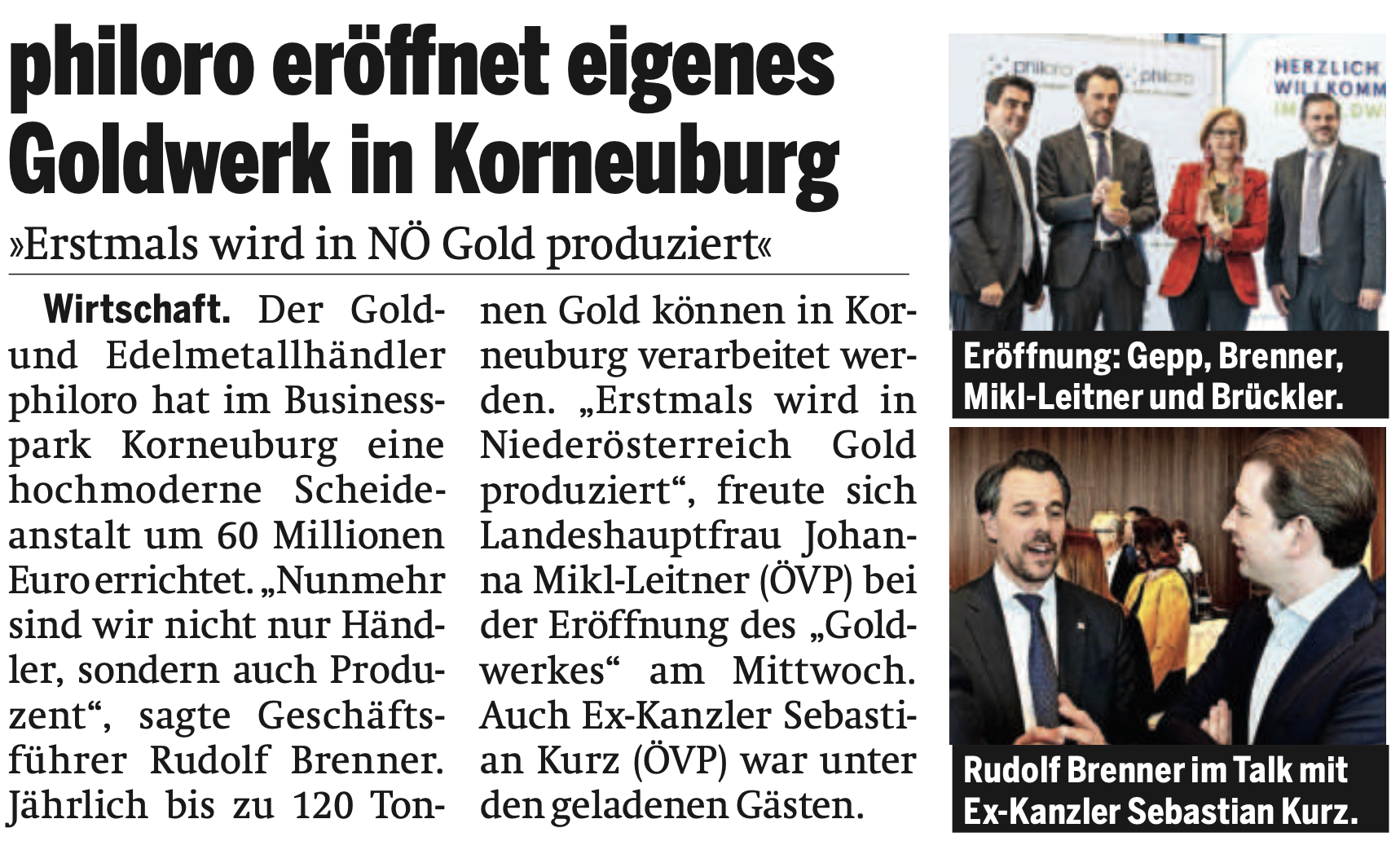 philoro eröffnet eigenes Goldwerk in Korneuburg