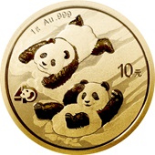 Gold China Panda 1 g - diverse Jahrgänge