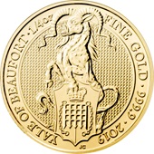 Gold The Queen's Beasts 1/4 oz - Yale of Beaufort 2019