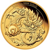 Gold Drache - Chinesische Fabelwesen - 1 oz PP 2020