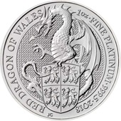 Platin The Queen's Beasts 1 oz - Red Dragon of Wales 2018