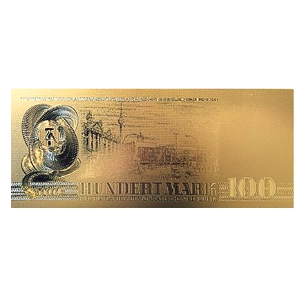 100 DDR-Mark-Schein 24k vergoldet