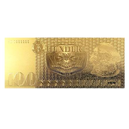 100 DDR-Mark-Schein 24k vergoldet