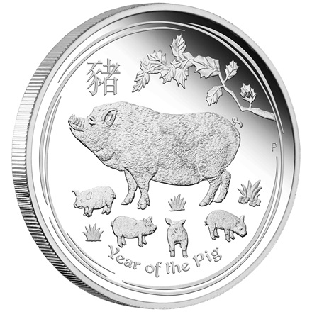 Silber Lunar II 3 Coin Set Schwein PP inkl. Box und COA