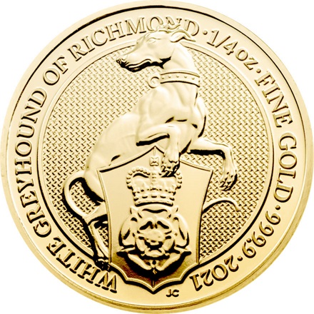 Gold The White Greyhound of Richmond 1/4 oz - The Queen's Beasts 2021