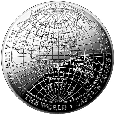 Silber Terrestrial Dome - 1812 - Eine neue Weltkarte 1 oz PP - gewölbte Prägung