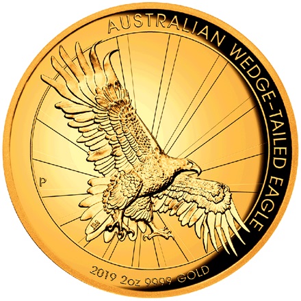Gold Wedge Tailed Eagle 2 oz PP - High Relief 2019
