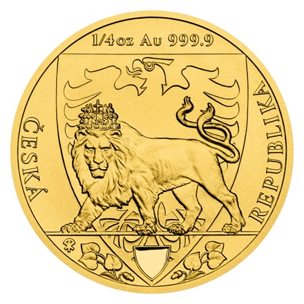 Gold Tschechischer Löwe 1/4 oz - partial proof - 2020