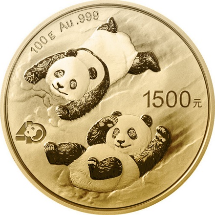 Gold China Panda 100 g PP - 40. Jubiläum - 2022