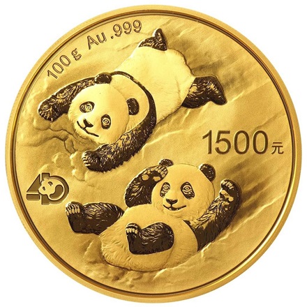 Gold China Panda 100 g PP - 40. Jubiläum - 2022