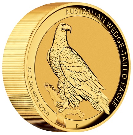 Gold Wedge Tailed Eagle 2017 - 5 oz PP High Relief
