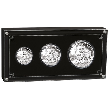 Silber Lunar III 3 Coin Set Ochse PP - Perth Mint 2021