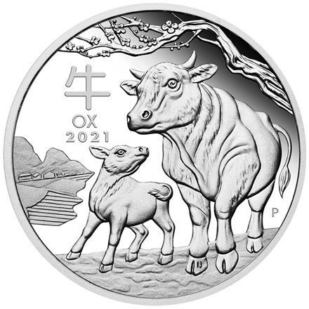 Silber Lunar III 1 oz Ochse PP - Perth Mint 2021