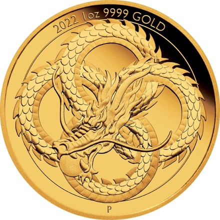 Gold Drache - Chinesische Fabelwesen - 1 oz PP 2022