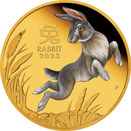 Gold Lunar III 1 oz Hase PP - coloriert 2023