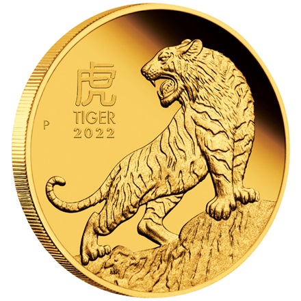 Gold Lunar III 1/4 oz Tiger PP - Perth Mint 2022