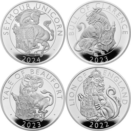 Silber Münzset - 4 x 1 oz PP - Royal Tudor Beasts
