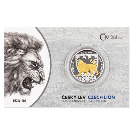 Silber Tschechischer Löwe 1 oz - Teilvergoldet 2020