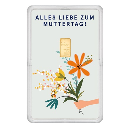 Goldbarren 0,5 g - philoro Geschenkkarte "Muttertag Blumenstrauss"